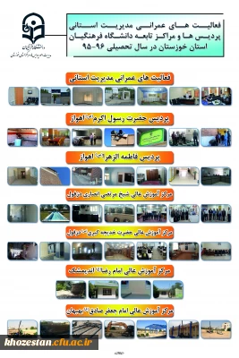 فعالیت های عمرانی مدیریت امور پردیس ها ، پردیس ها و مراکز تابعه استان خوزستان