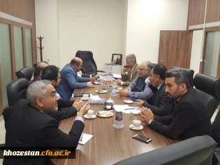 نشست آقای دکتر جرفی وهیئت همراه با آقای دکتر مختار نماینده محترم شهرستان آبادان وآقای رمضانی ریاست آموزش وپرورش آبادان