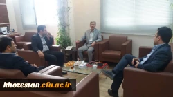 دیدار دکتر جرفی سرپرست مدیریت امور پردیس های دانشگاه فرهنگیان خوزستان با مهندس قربانی مدیر کل توسعه ونو سازی مدارس استان خوزستان