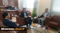 دیدار دکتر جرفی سرپرست مدیریت امور پردیس های دانشگاه فرهنگیان خوزستان با مهندس قربانی مدیر کل توسعه ونو سازی مدارس استان خوزستان