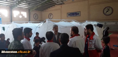 بازدید دکتر جرفی سرپرست مدیریت امور پردیس های استان خوزستان و آقای قربان پور معاونت توسعه منابع و امور دانشجویی از وضعیت امداد رسانی به سیل زدگان عشایر روستا های شهرستان دزفول