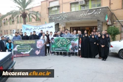 حضور پرشور مدیریت،مسئولین،اساتید،کارکنان و دانشجو معلمان دانشگاه فرهنگیان استان خوزستان در مراسم تشییع پیکر سردارشهید حاج قاسم سلیمانی 