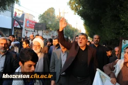 حضور پرشور مدیریت،مسئولین،اساتید،کارکنان و دانشجو معلمان دانشگاه فرهنگیان استان خوزستان در مراسم تشییع پیکر سردارشهید حاج قاسم سلیمانی 