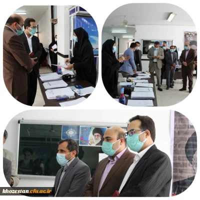بازدید سرگروه محترم کارگروه مرکزی آزمون استخدامی ماده 28 و هیئت همراه از روند مصاحبه ها در پردیس حضرت فاطمه الزهرا(س) اهواز 
