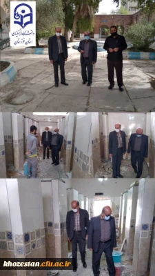 بازدید معاونت امور هماهنگی مدیریت استانی و آقای رضایی زاد مسئول حراست استانی از فعالیت های عمرانی پردیس حضرت فاطمه اازهرا(س) اهواز