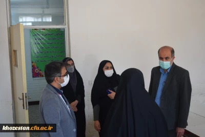 بازدید مسئولین استانی از روندآماده سازی پردیس ها و مراکز استان جهت برگزاری آزمون جامع پایانی ویژه سری پنجم نیروهای مشمول قانون تعیین تکلیف وزارت آموزش و پرورش و همچنین  برگزاری آزمون های حضوری پایان نیمسال دوم 1401-1400 دانشجویان کارشناسی پیوسته در مرکز آموزش عالی حضرت خدیجه کبری(س)