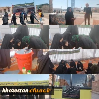 پذیرایی دانشجو معلمان پردیس حضرت فاطمه الزهرا(س) از زائرین اباعبدالله درموکب دانشگاه فرهنگیان استان خوزستان در مرز چذابه 