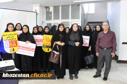 تجمع اعتراض آمیز فرهیختگان دانشگاه فرهنگیان پردیس حضرت فاطمه الزهرا(س) اهواز در دفاع از مردم مظلوم غزه