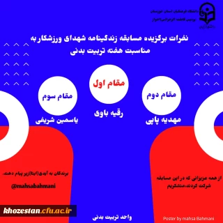 نفرات برگزیده مسابقه زندگینامه شهدای ورزشکار به مناسبت هفته تربیت بدنی