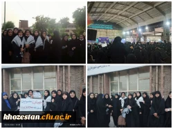حضور دختران دانشجوی دانشگاه فرهنگیان در تجمع حمایتی «طرح نور» به همراه جمعی از همیاران فرهنگی 