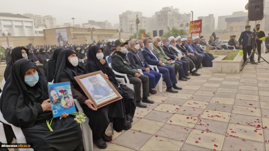 گزارش تصویری از مراسم تشییع شهید گمنام در پردیس حضرت فاطمه الزهرا(س) اهواز