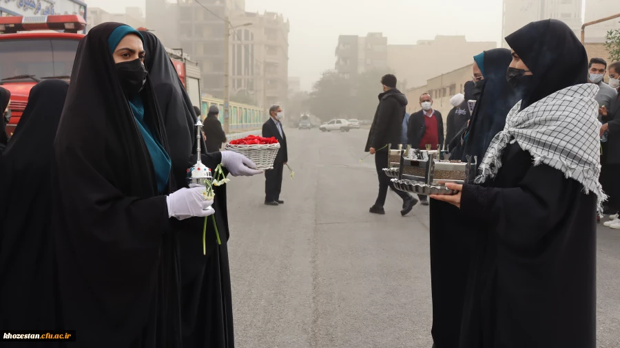 گزارش تصویری از مراسم تشییع شهید گمنام در پردیس حضرت فاطمه الزهرا(س) اهواز