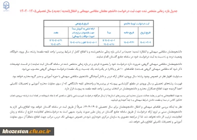 قابل توجه دانشجو معلمان  متقاضی میهمانی در پردیس ها و مراکز دیگر