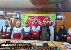 حضور فعال مدیریت دانشگاه فرهنگیان خوزستان و جمعی از اساتید در جمعیت هلال احمر و پیوستن به پویش ملی «جبهه مردمی ایران ما» 5