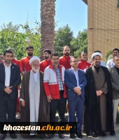 حضور فعال مدیریت دانشگاه فرهنگیان خوزستان و جمعی از اساتید در جمعیت هلال احمر و پیوستن به پویش ملی «جبهه مردمی ایران ما» 18